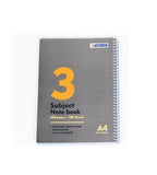 Power Line A4 College Ruled 3-Subject Notebook (100 Sheets) Grey