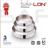 Saflon Stainless Steel Premium Frypan 3 Pcs Set36+32+28 Cm