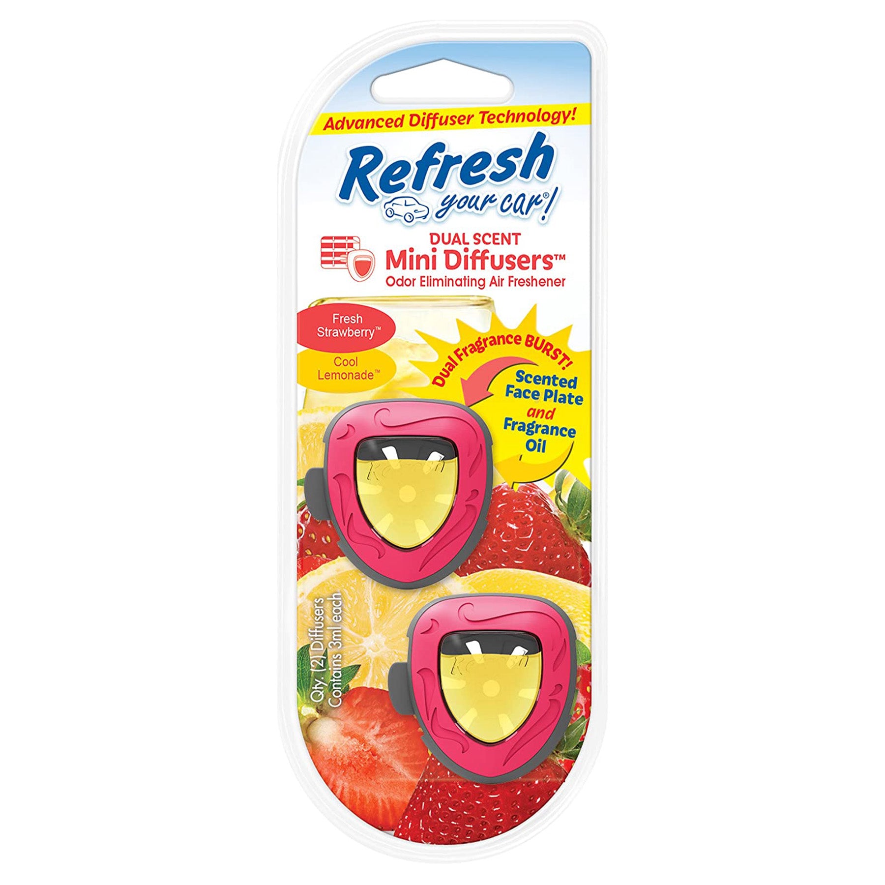Mini Diffusers - Fresh strawberry & Cool lemonade scent Size: 3 ml