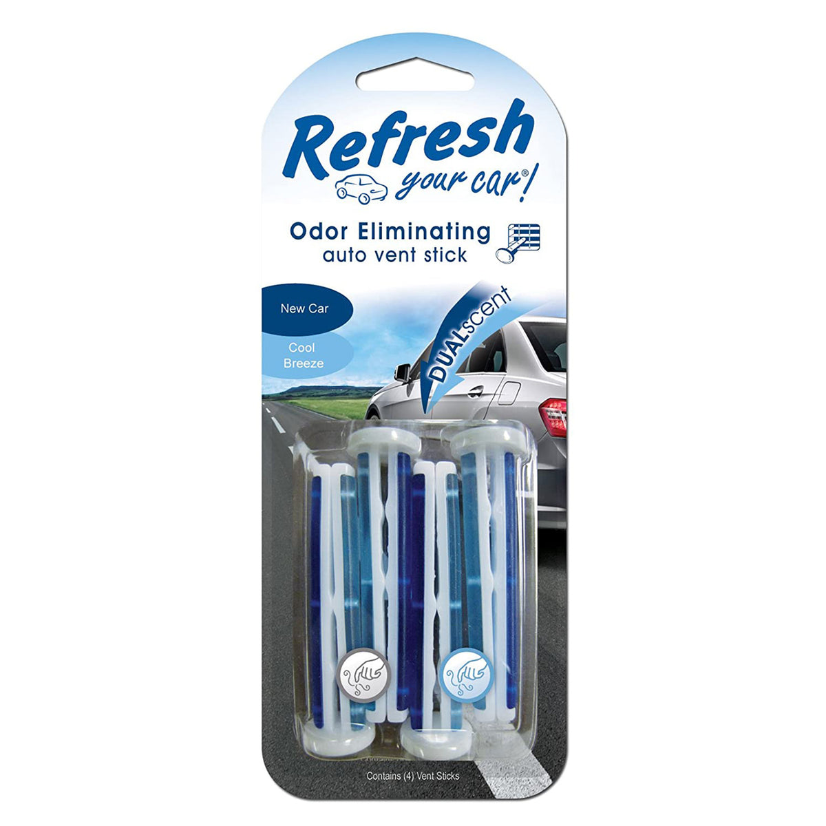 Dual Scent New Car & Cool Breeze scent Contains: 4 pieces