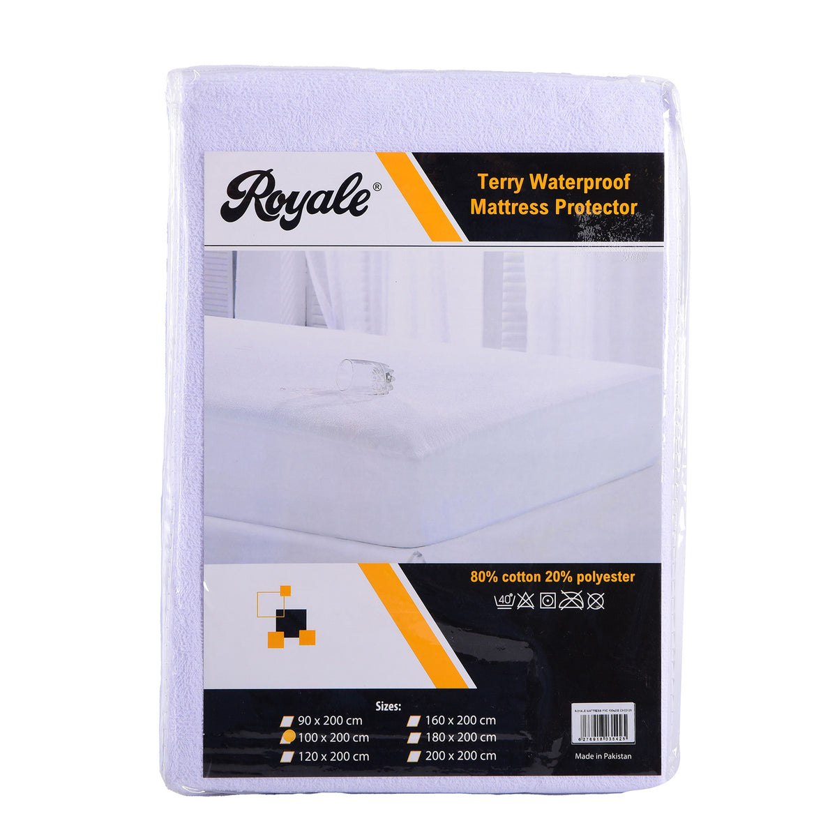 Single Mattress Protector, White Color size: 100x200+20cm.