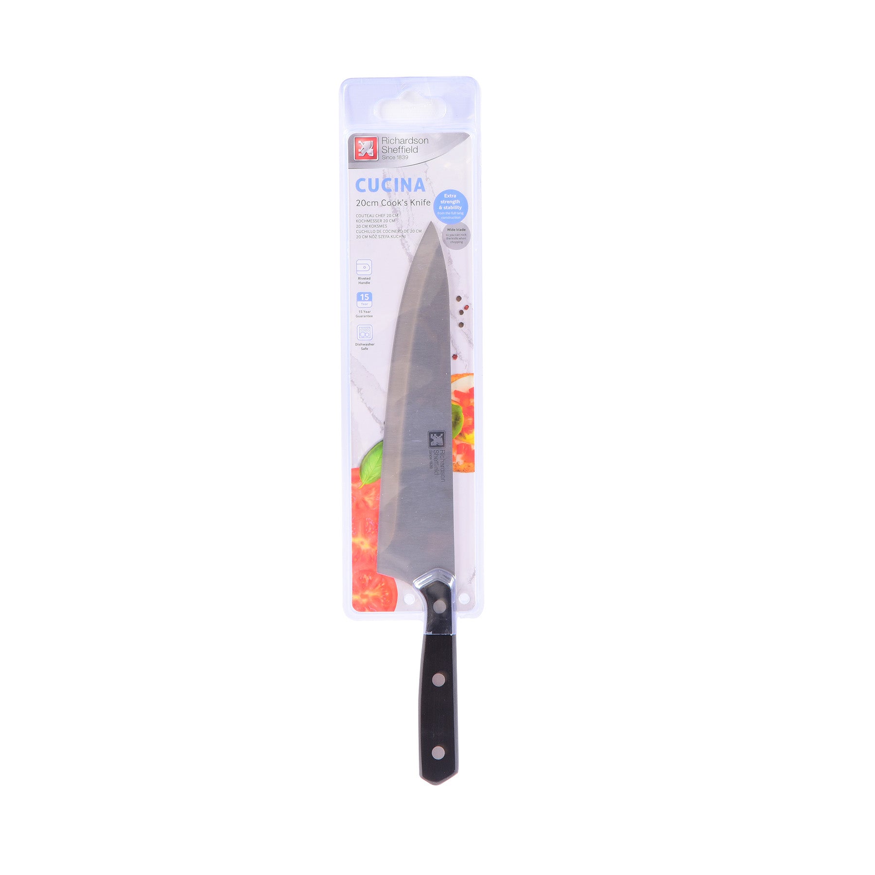 Cook Knife - Silver & black colorSize: 20 cm