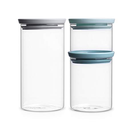 STACKABLE JARS Set of 3 - MixedDimensions:
 Height: 20.2 cm
 Length: 10.4 cm
 Width: 21.0 cm