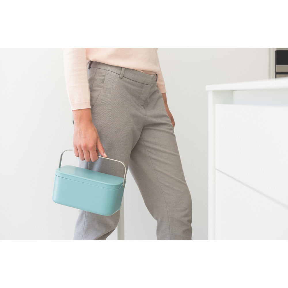 Food Waste Caddy Ã MintDimensions
 Height: 10.7 cm
 Length: 12.7 cm
 Width: 22.1 cm
 Capacity volume (ltr): 1.8 litres
