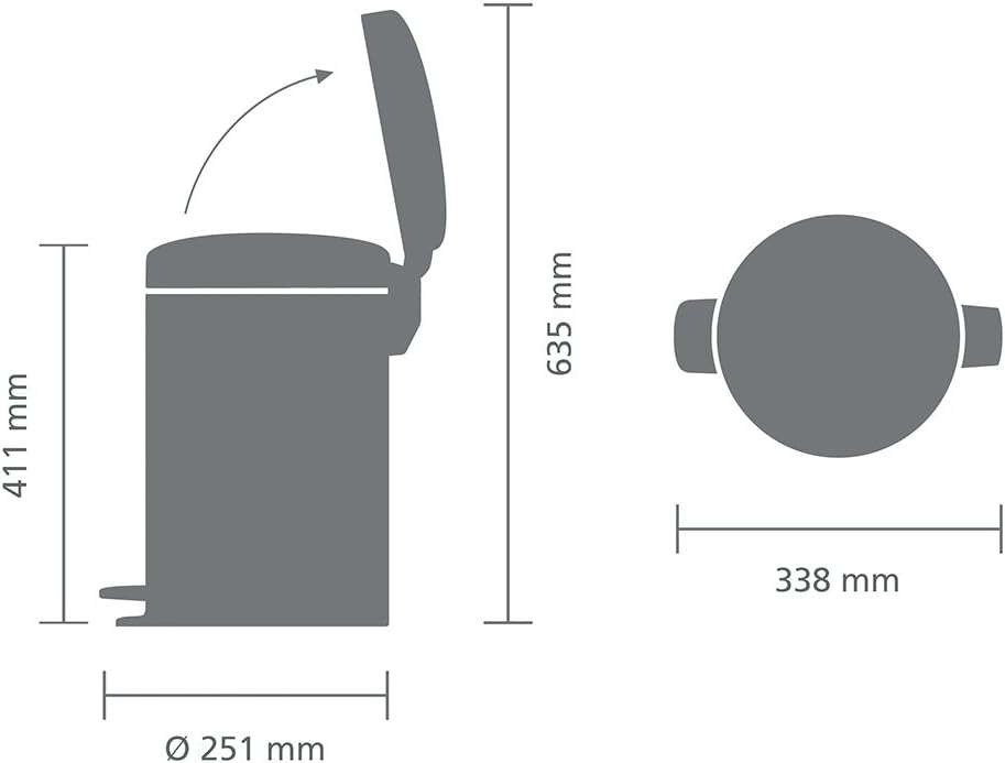 Pedal Bin, Matt blackCapacity: 12 liter
