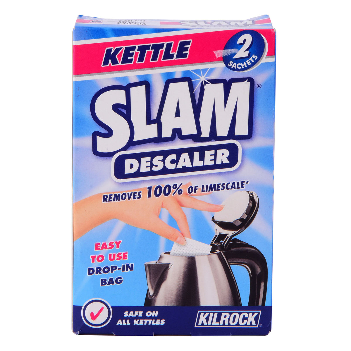 Slam Kettle Descales Removes 100% of limescale.