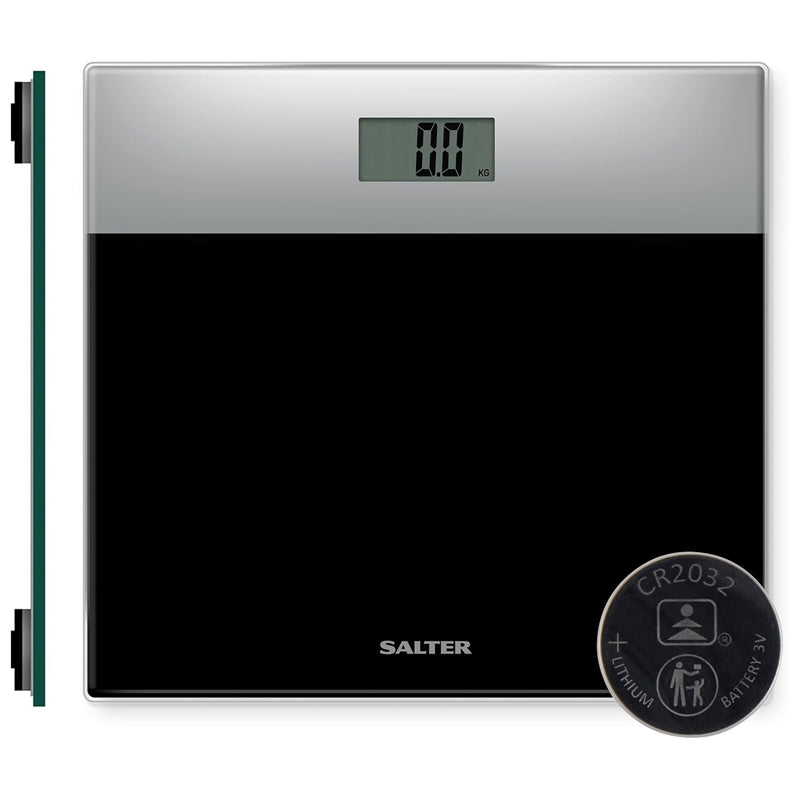 Salter Glass Electronic Bathroom Scale #92-Silver&Black