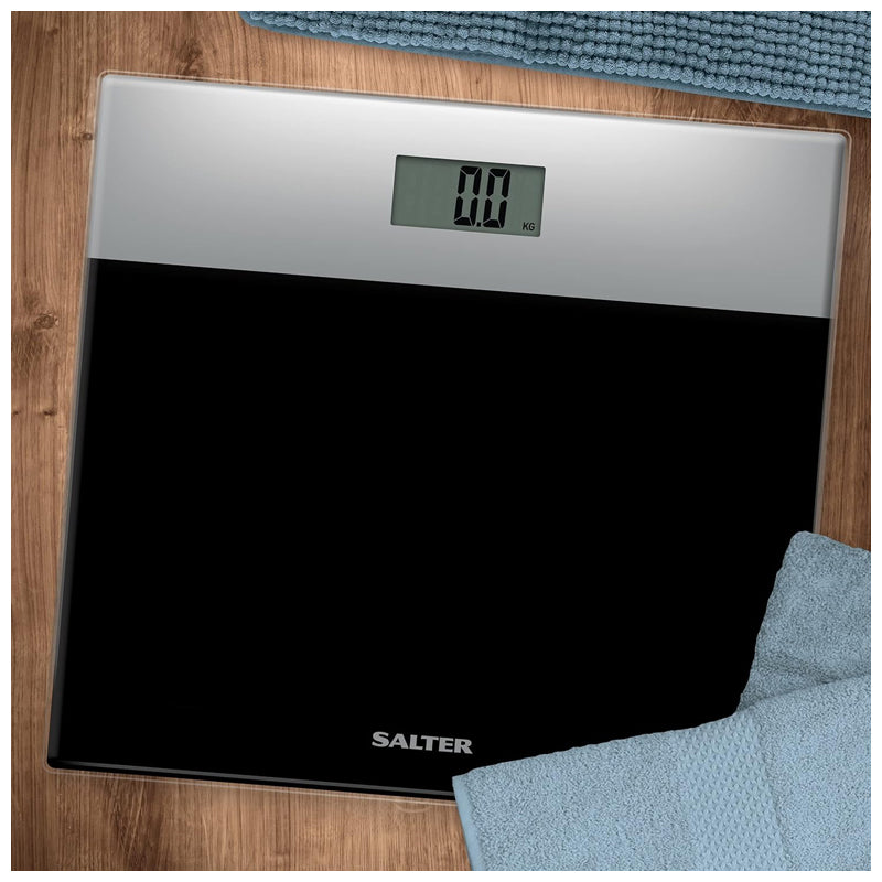 Salter Glass Electronic Bathroom Scale #92-Silver&Black
