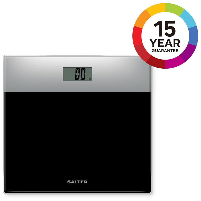 Salter Glass Electronic Bathroom Scale #92-Silver&Black