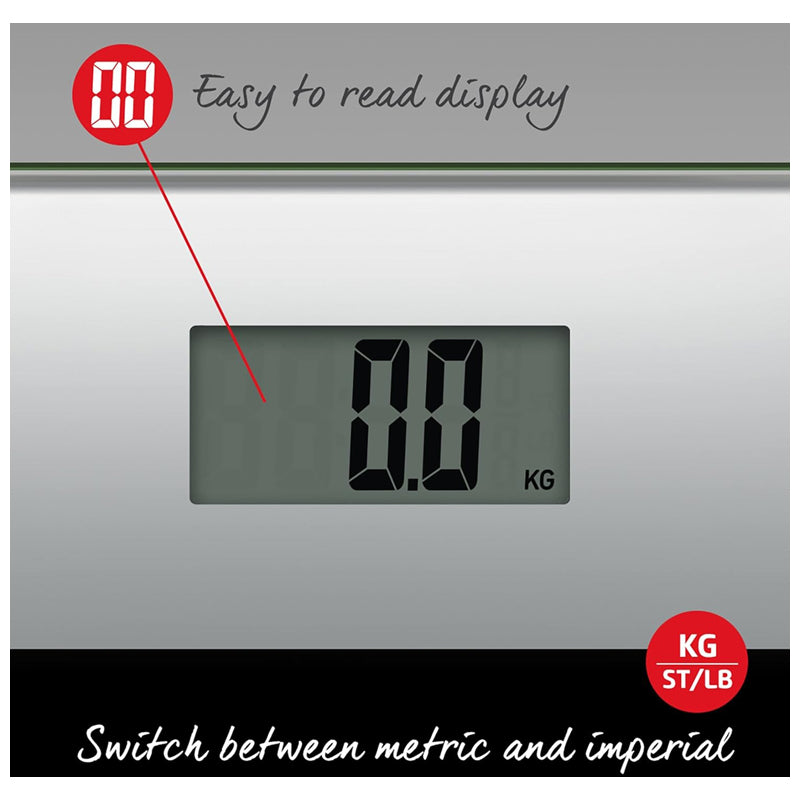 Salter Glass Electronic Bathroom Scale #92-Silver&Black
