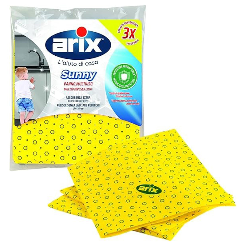 Arix Sunny Multipurpose Cloth 3Pcs With Antibacterial Treatm - Multicolor 