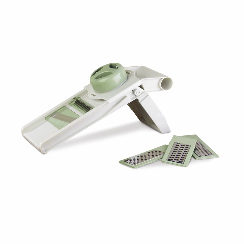 Mandoline 5 Functions Grated Slicercomes with 5 removable blades that provide variety in kitchen tasks.