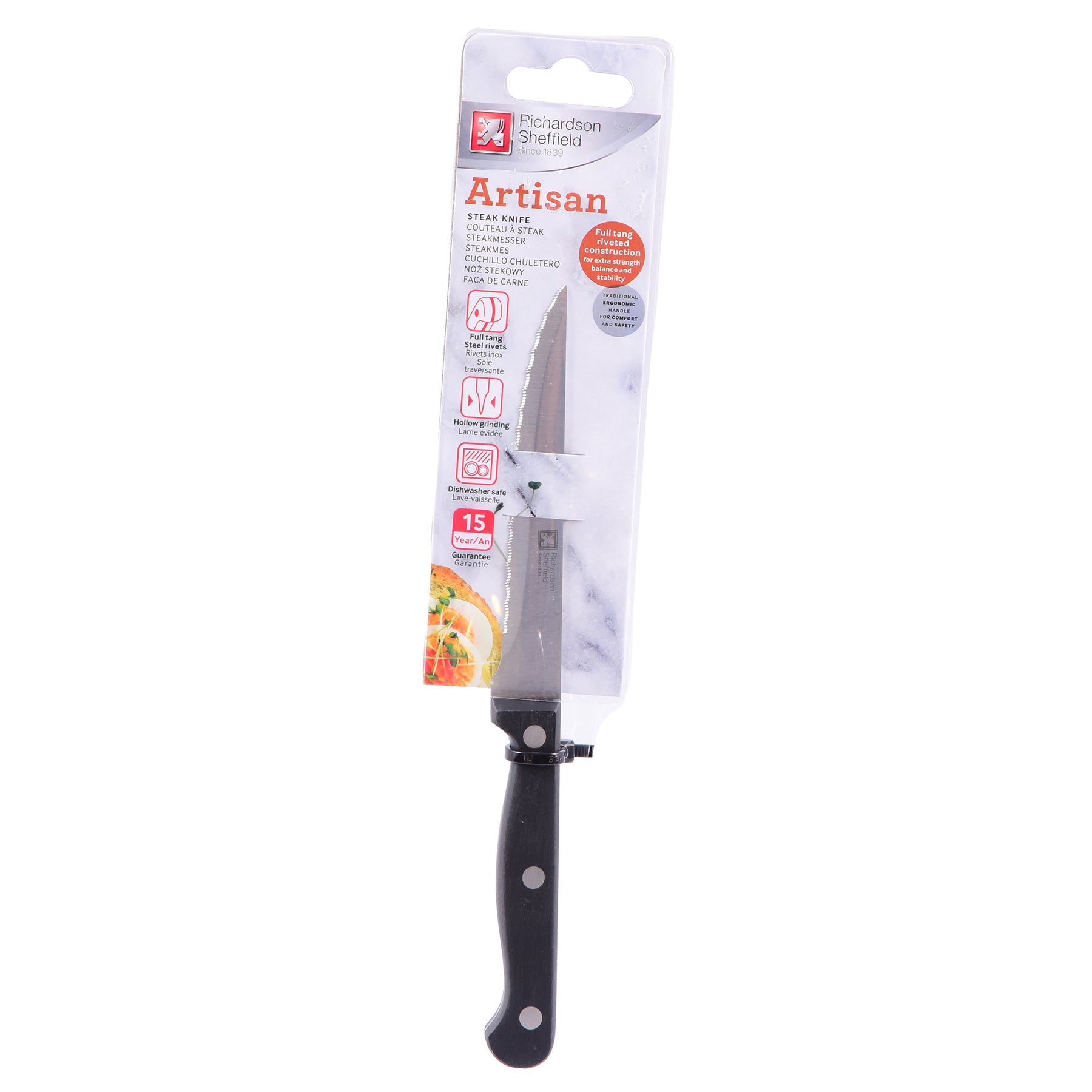 Steak Knife - Silver & black colorSize: 11.4 cm