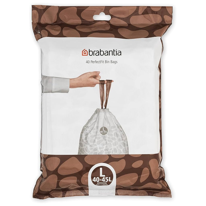 Brabantia Perfect Fit Bin Bags 40-45 Ltr (40 Bags Code L) - - White