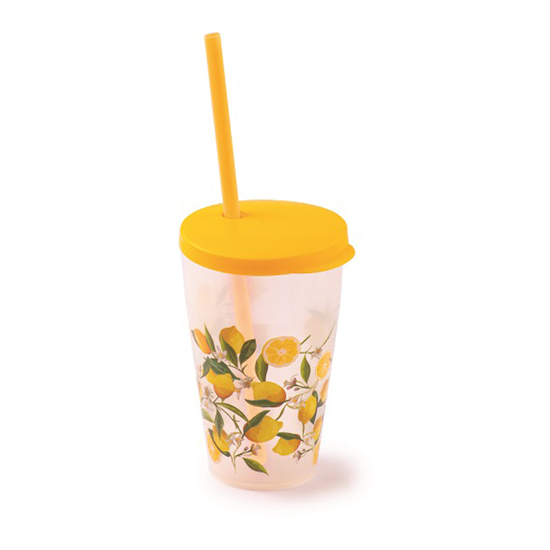 Snips Tumbler 500Ml+Flip Lid& Straw Lemon- Yellow