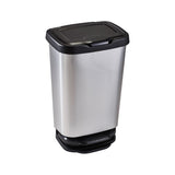 M-Home Pedal Bin W/Cover 40Ltr Jive Aluminum- Silver And Black