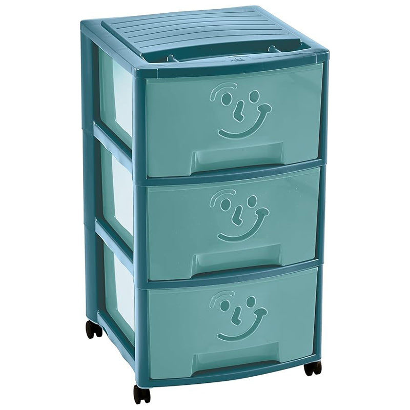 M-Home 3 Tier Storage Drawers With Lid- Empire Fancy- Blue