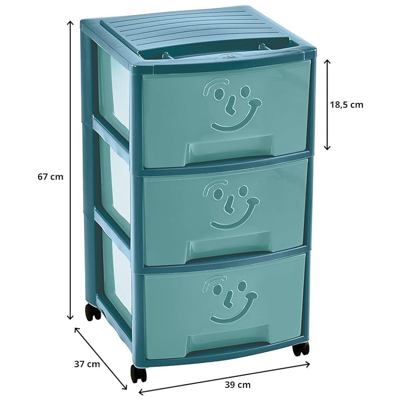 M-Home 3 Tier Storage Drawers With Lid- Empire Fancy- Blue