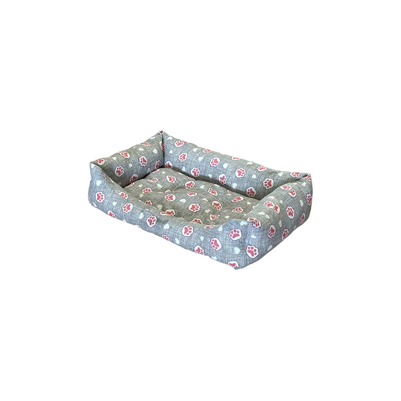 Dog Bed Rectangular 60X40Cm Paws- Cozy Fantasy- Gray