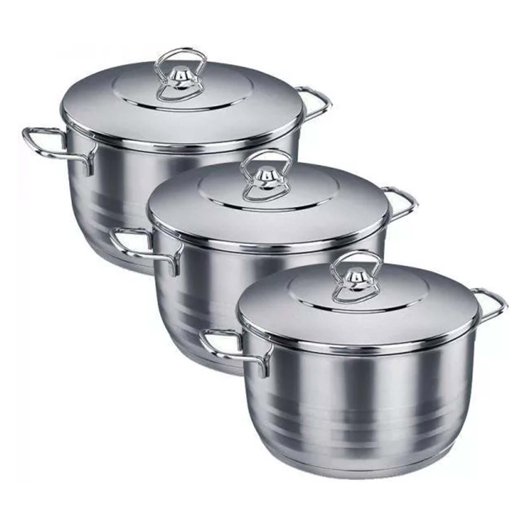 Cookware set with lid 6 Pcs, Silver