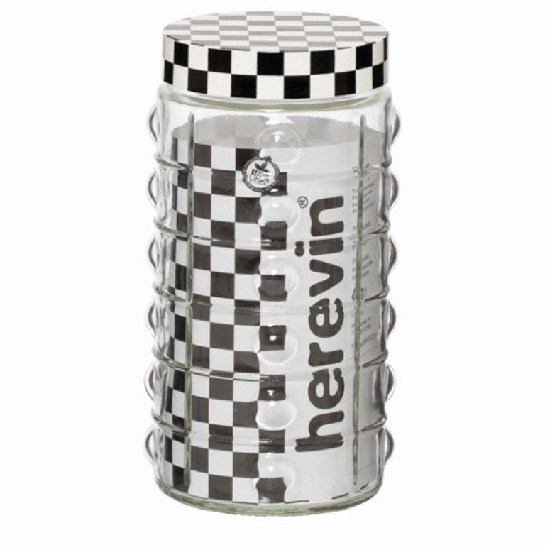 Glass Jar with Lid, Clear & Brown