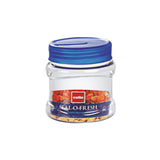 round canister - Blue & Clear