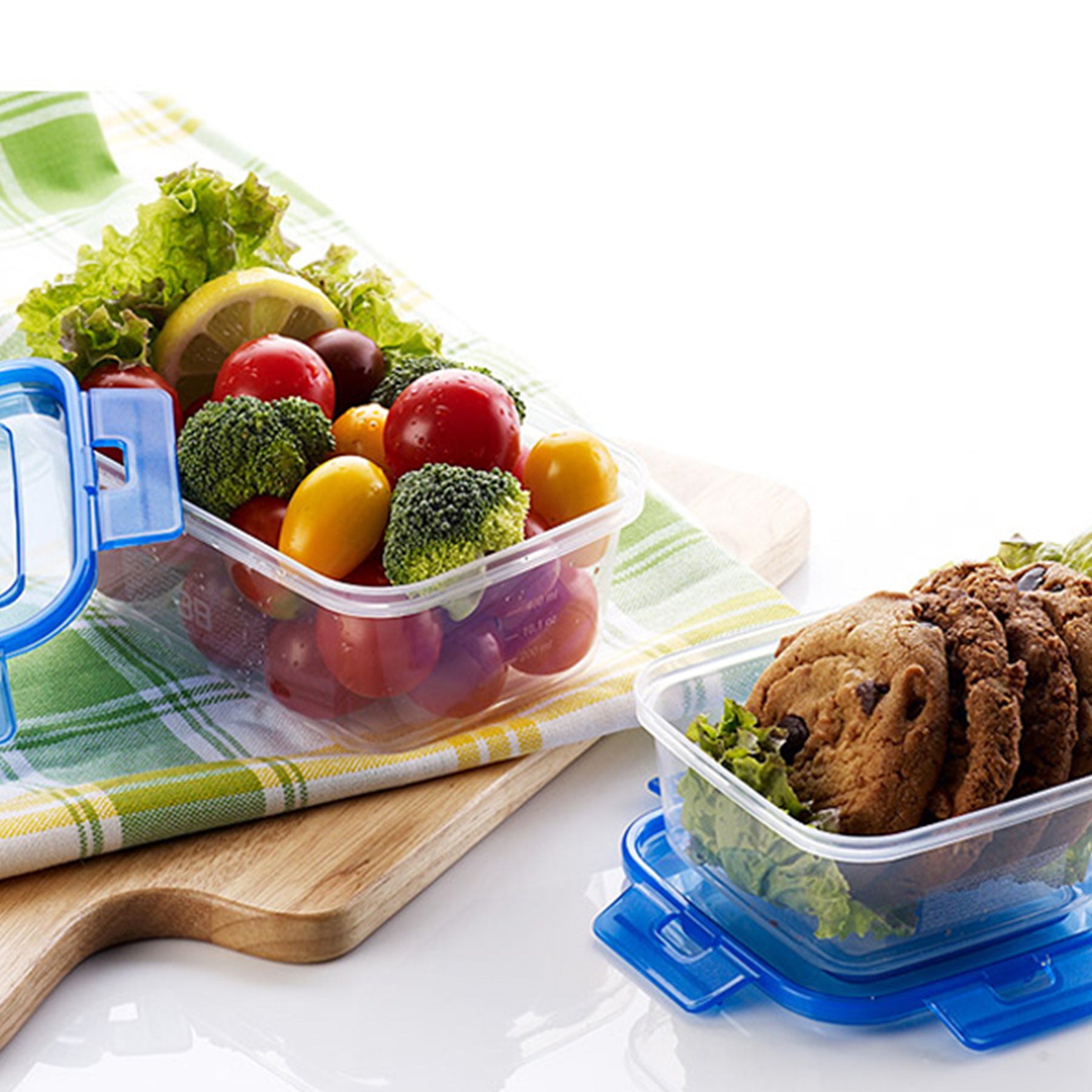 Plastic containers set - Blue & Clear