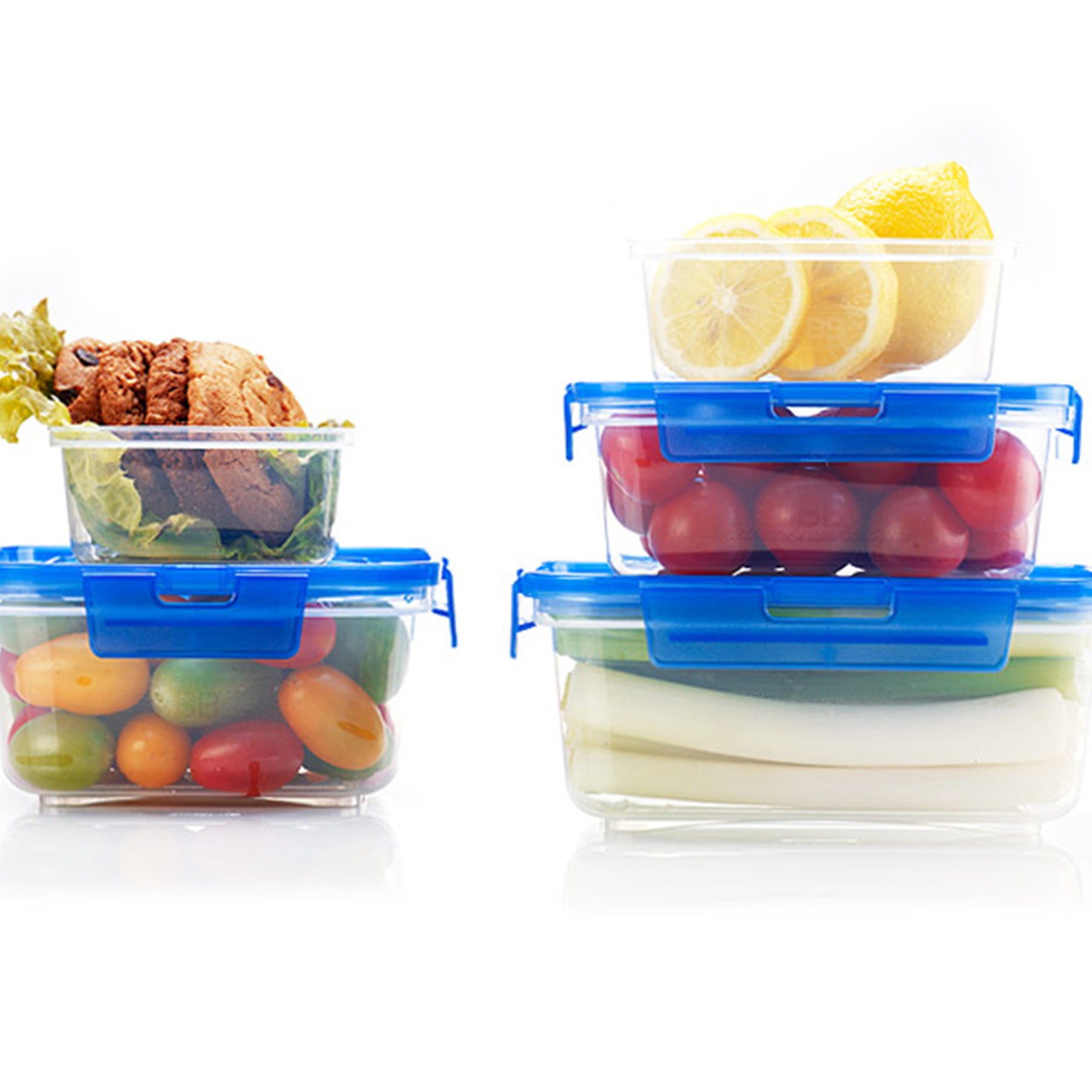 Plastic containers set - Blue & Clear