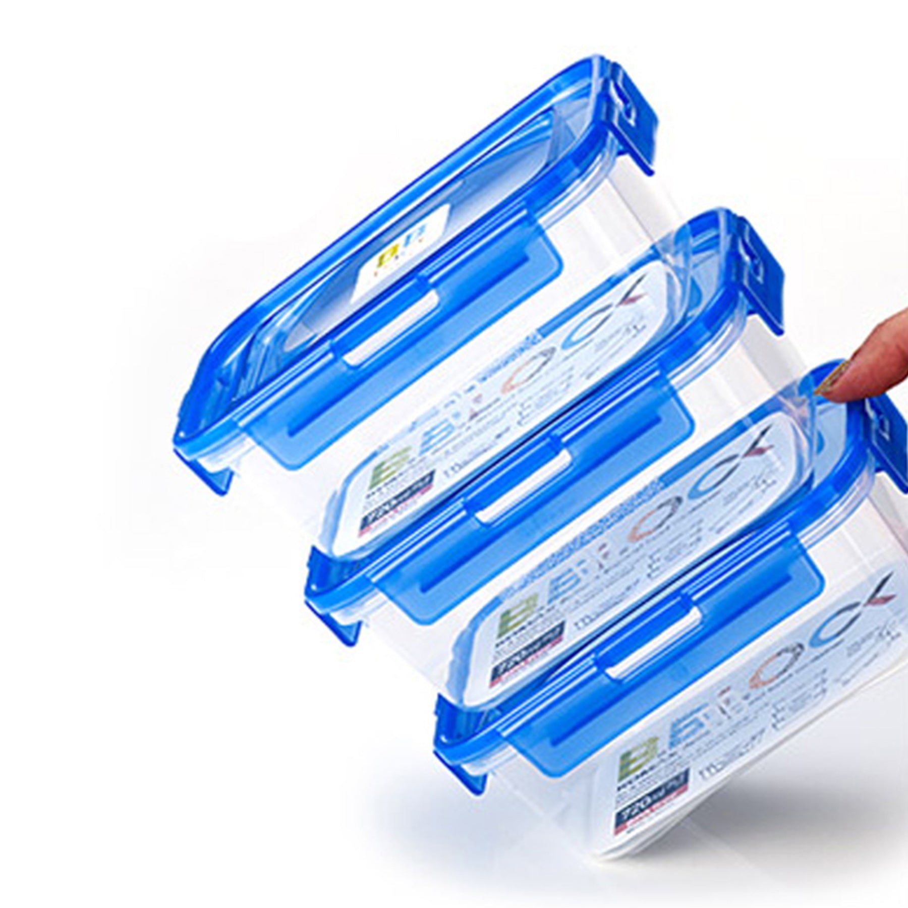 Plastic containers set - Blue & Clear