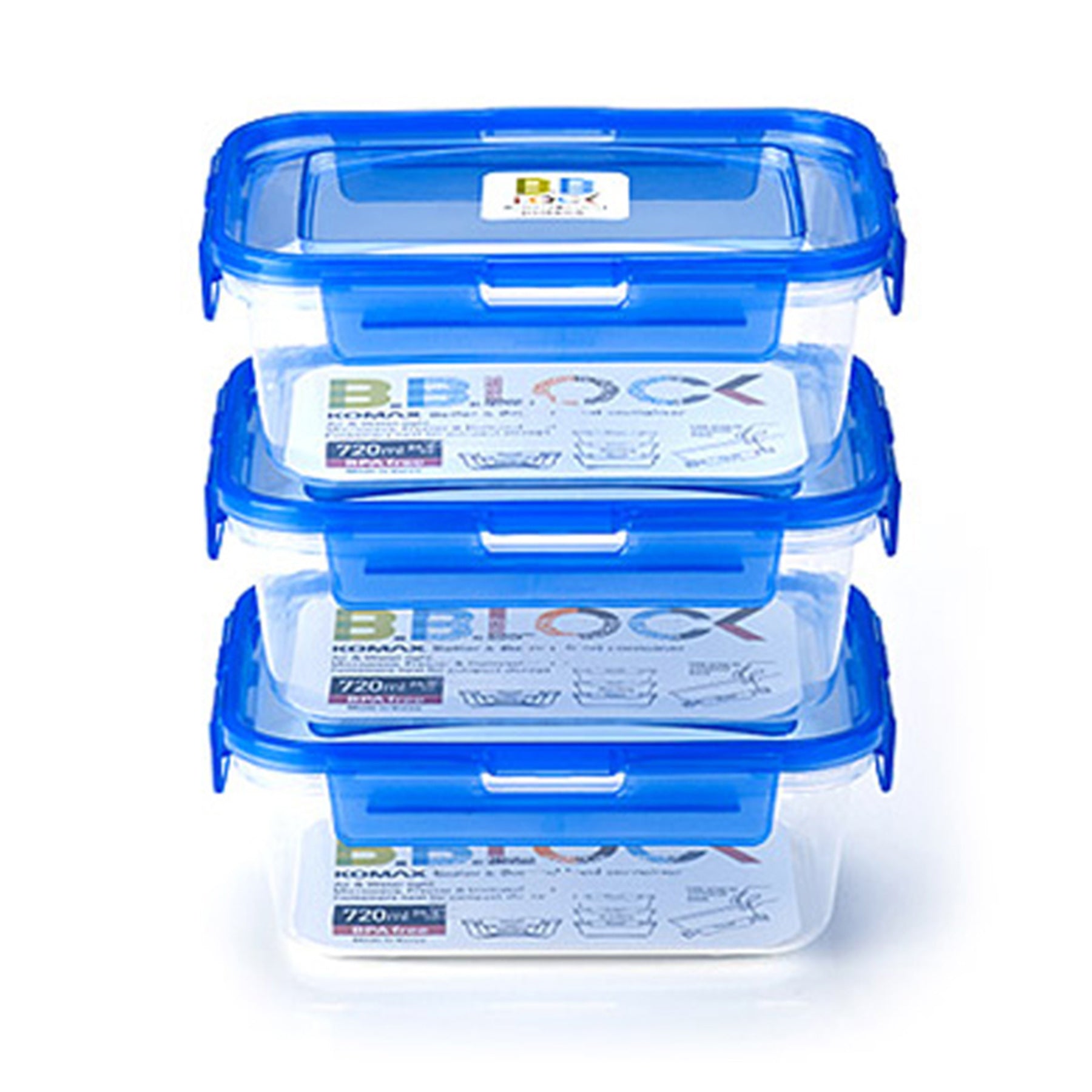 Plastic containers set - Blue & Clear