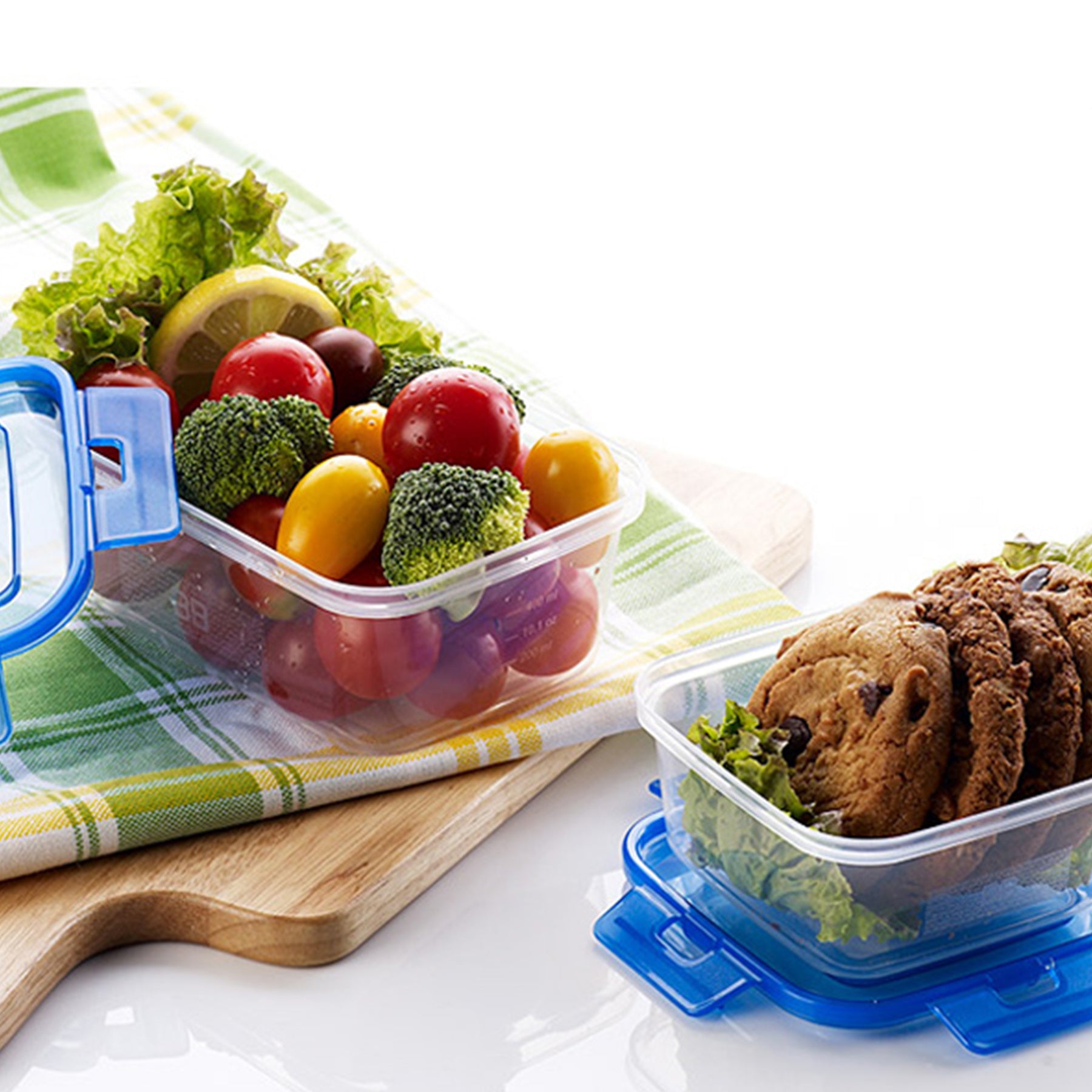 Plastic containers set - Blue & Clear