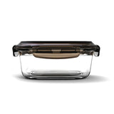 Sealable rectangular glass food storage container