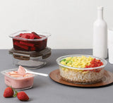 Sealable rectangular glass food storage container
