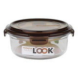 Sealable round glass food storage container