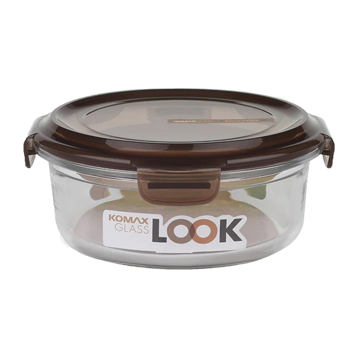 Sealable round glass food storage container