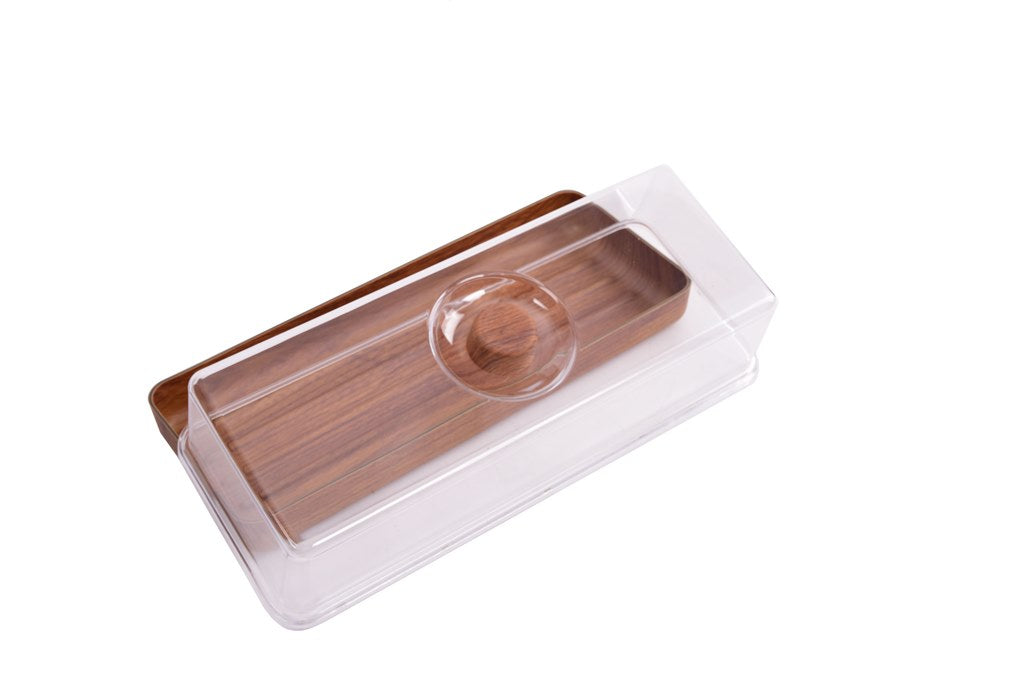 Wooden toast and cake dish - Brown