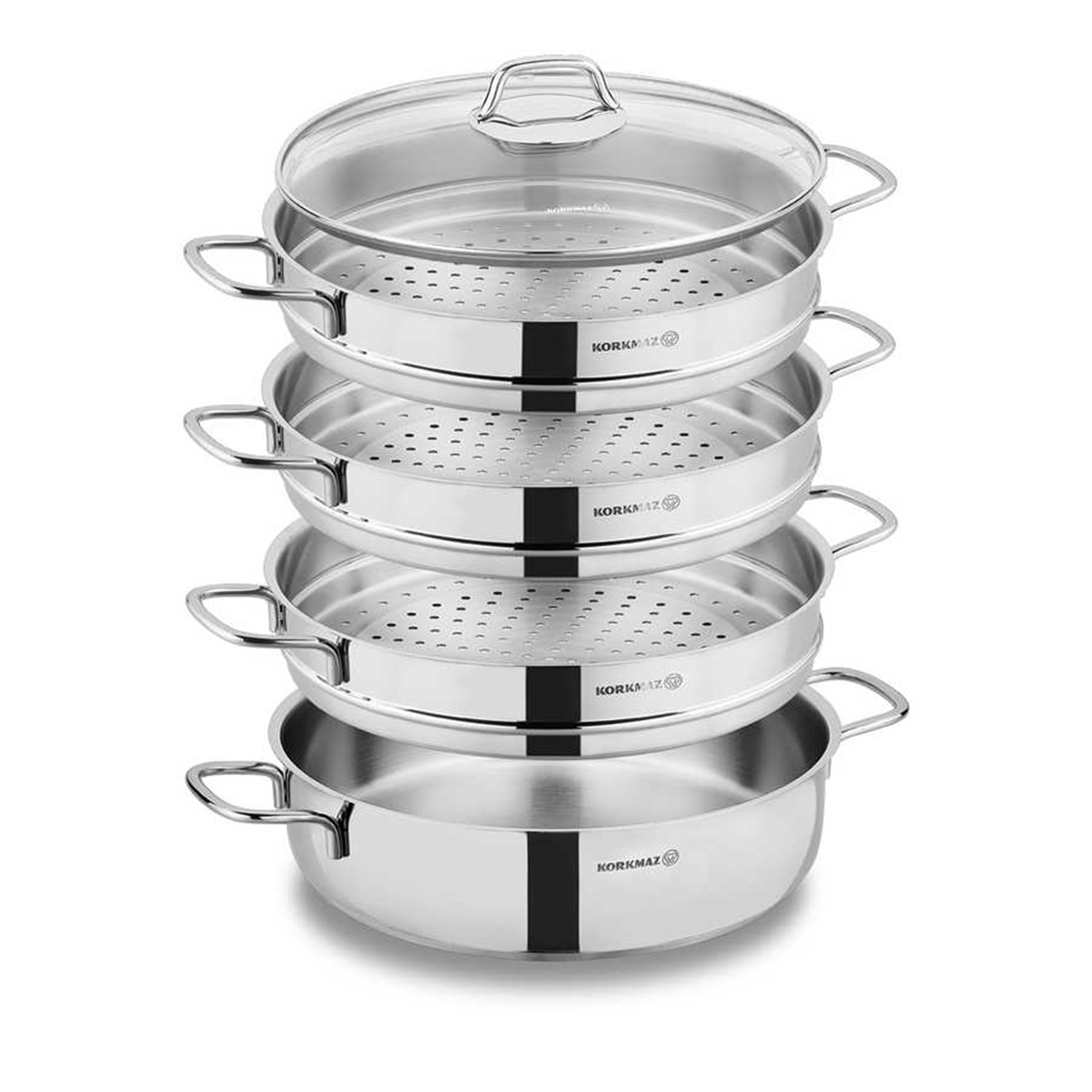 5 Piece Cookware set with lid, Silver