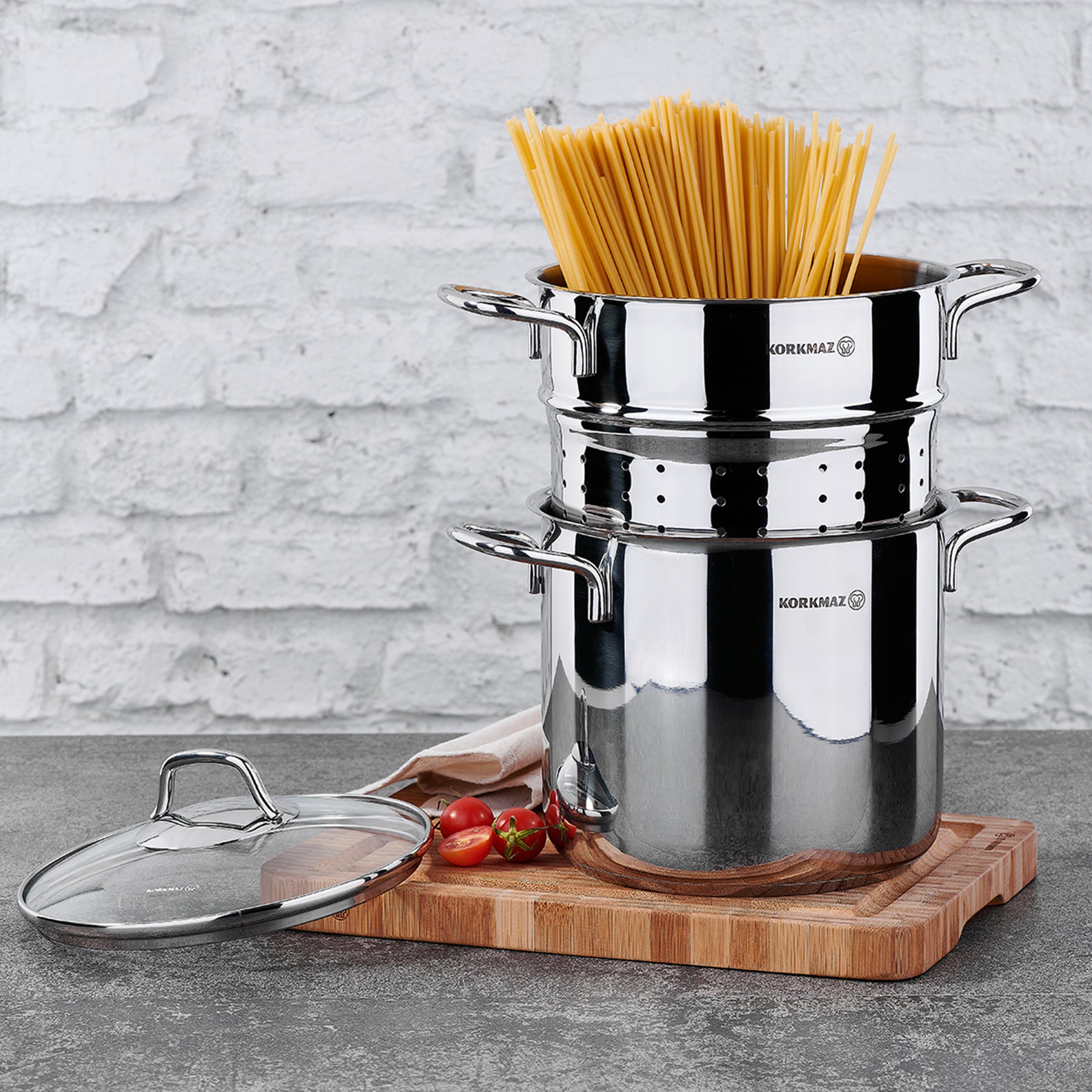 Spaghetti cookware set 3 Pcs, Silver