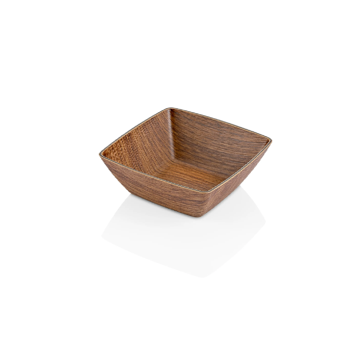 Wood Finish Mini Square Bowl - Brown 10cm