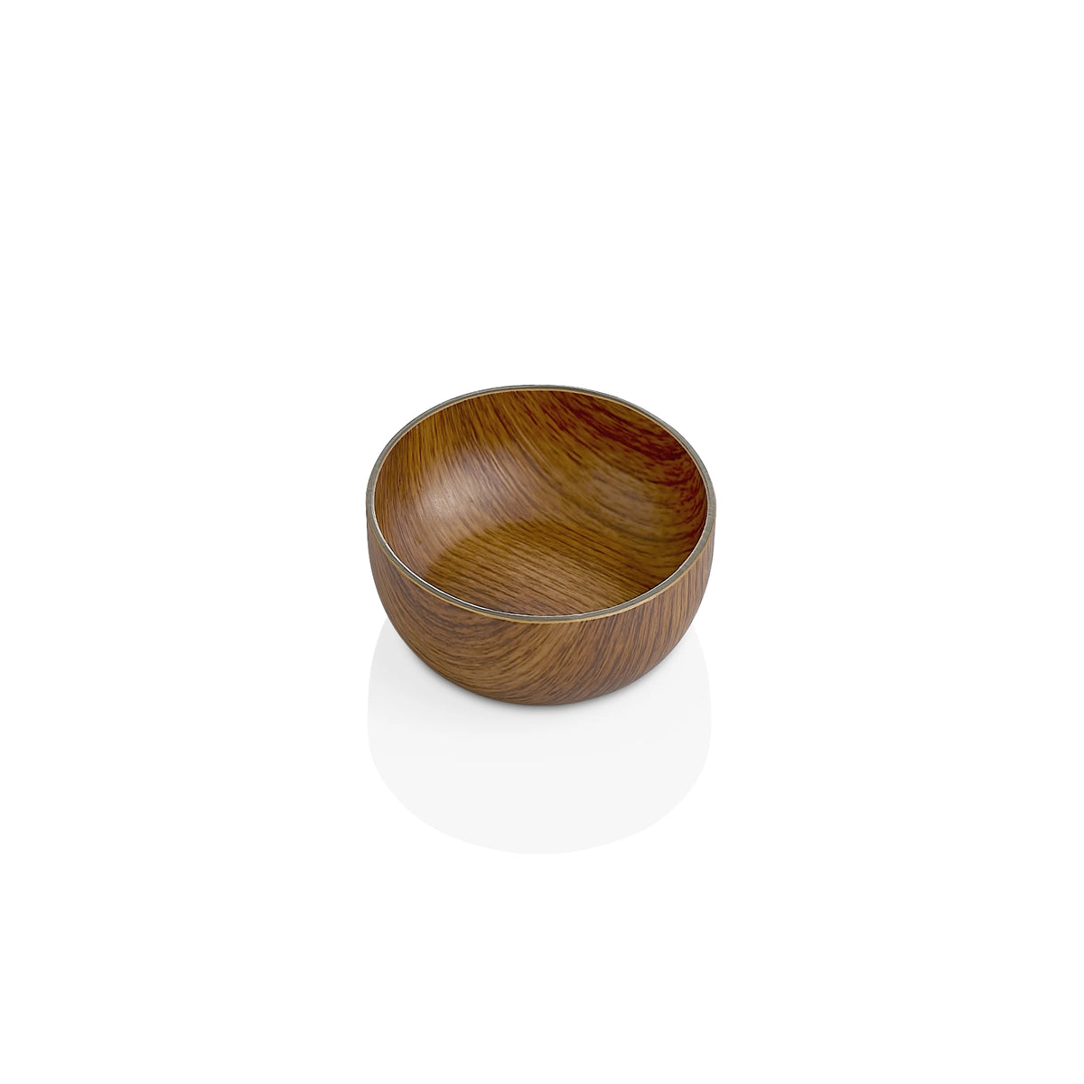 Wood Finish Flat Round Bowl - Brown 11cm