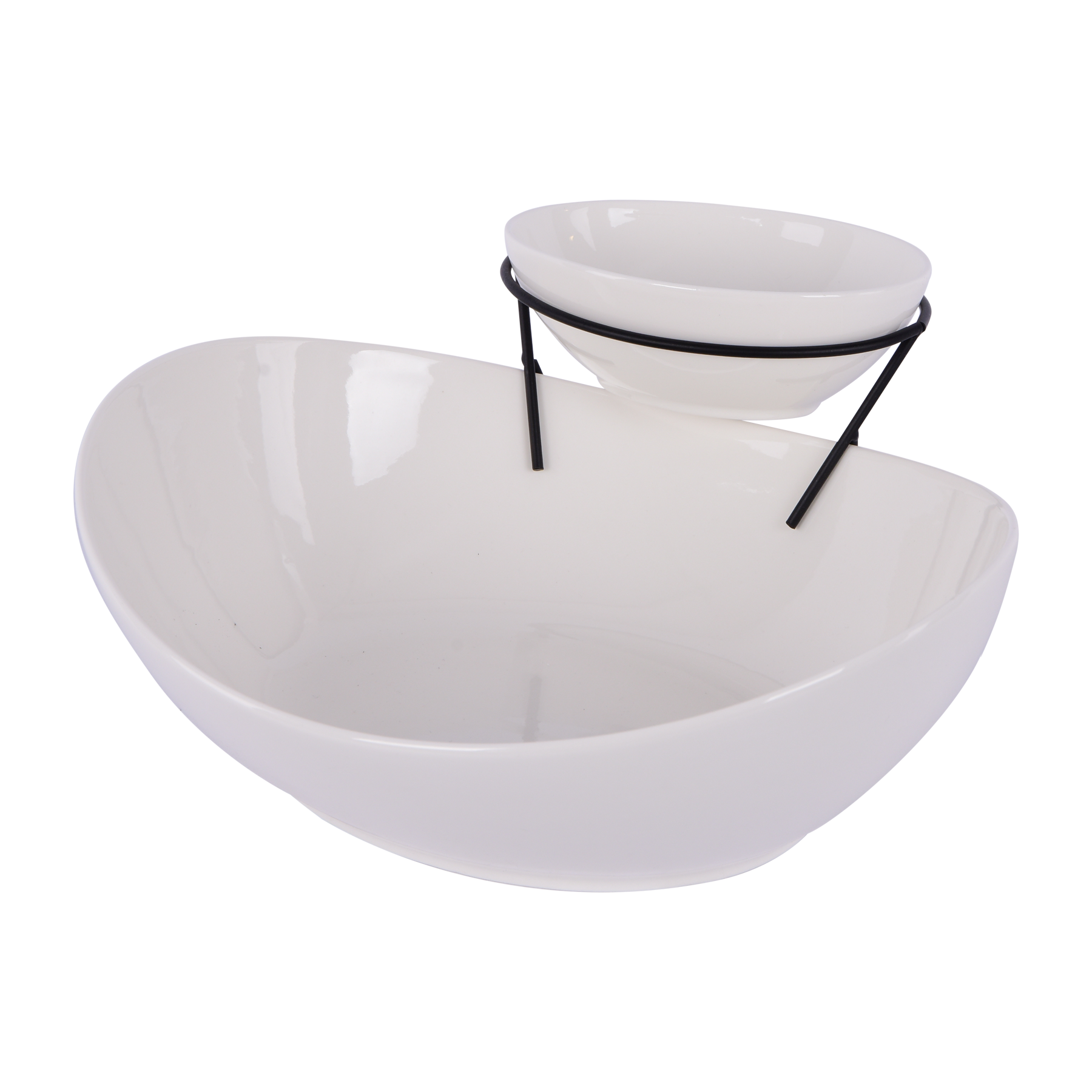 2 Pcs Square Bowl with stand, White