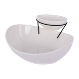 2 Pcs Square Bowl with stand, White