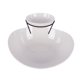 2 Pcs Oval Bowl with stand, White