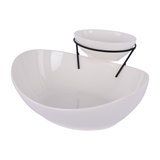 2 Pcs Oval Bowl with stand, White