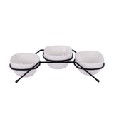 3 Pcs Round Bowl with stand, White