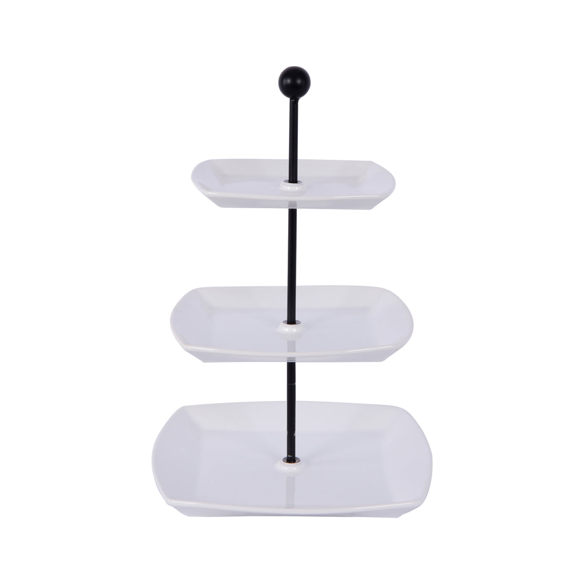 3 Pcs Square Plate with stand, White