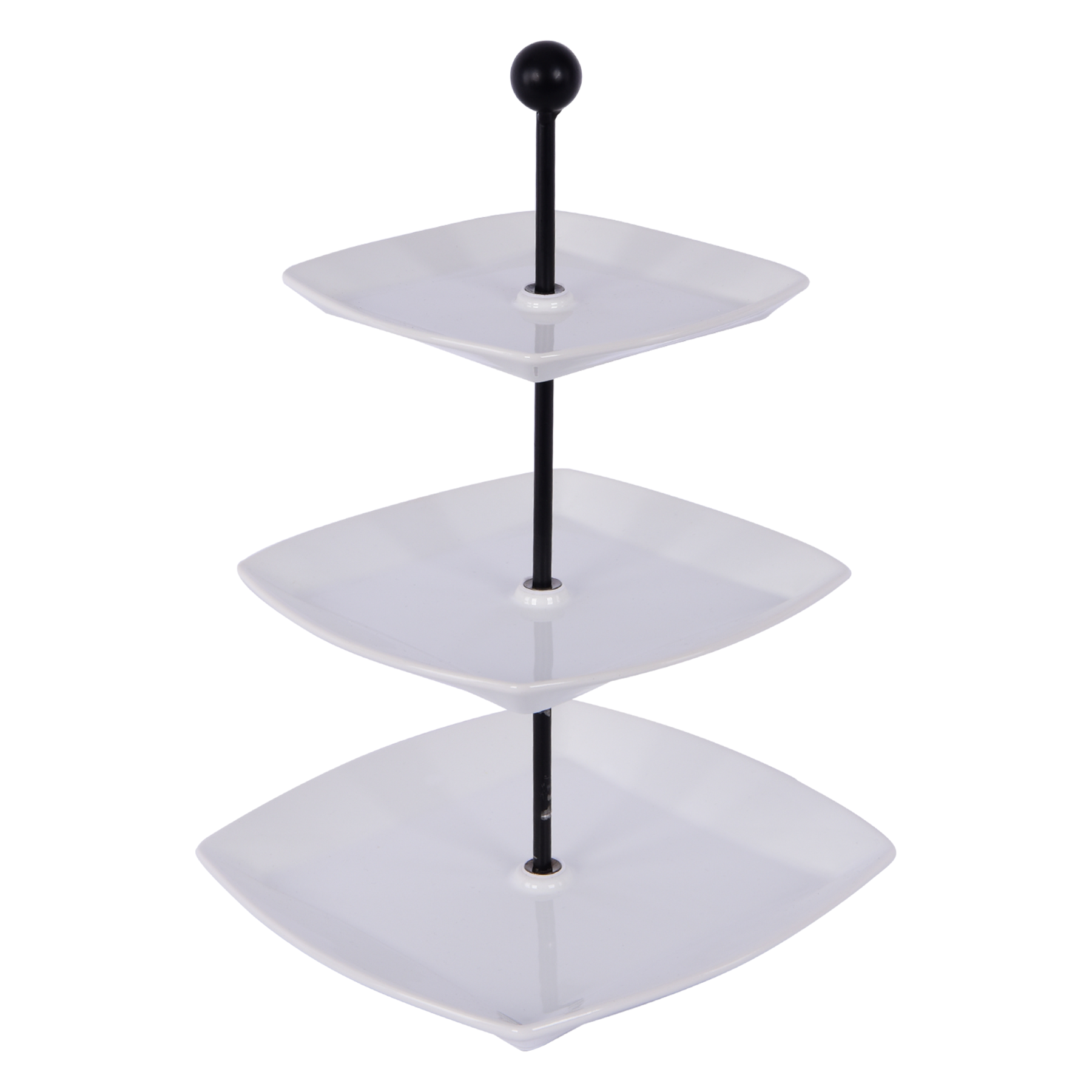 3 Pcs Square Plate with stand, White