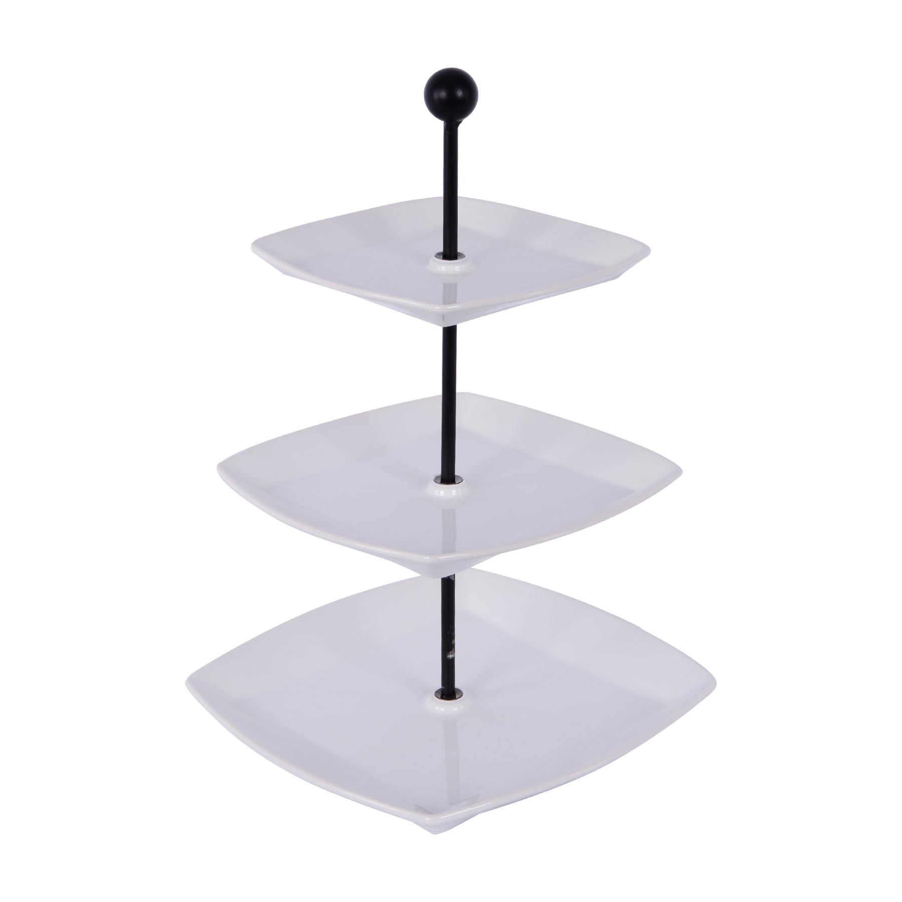 3 Pcs Square Plate with stand, White