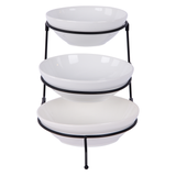 3 Pcs Bowls set with stand, White