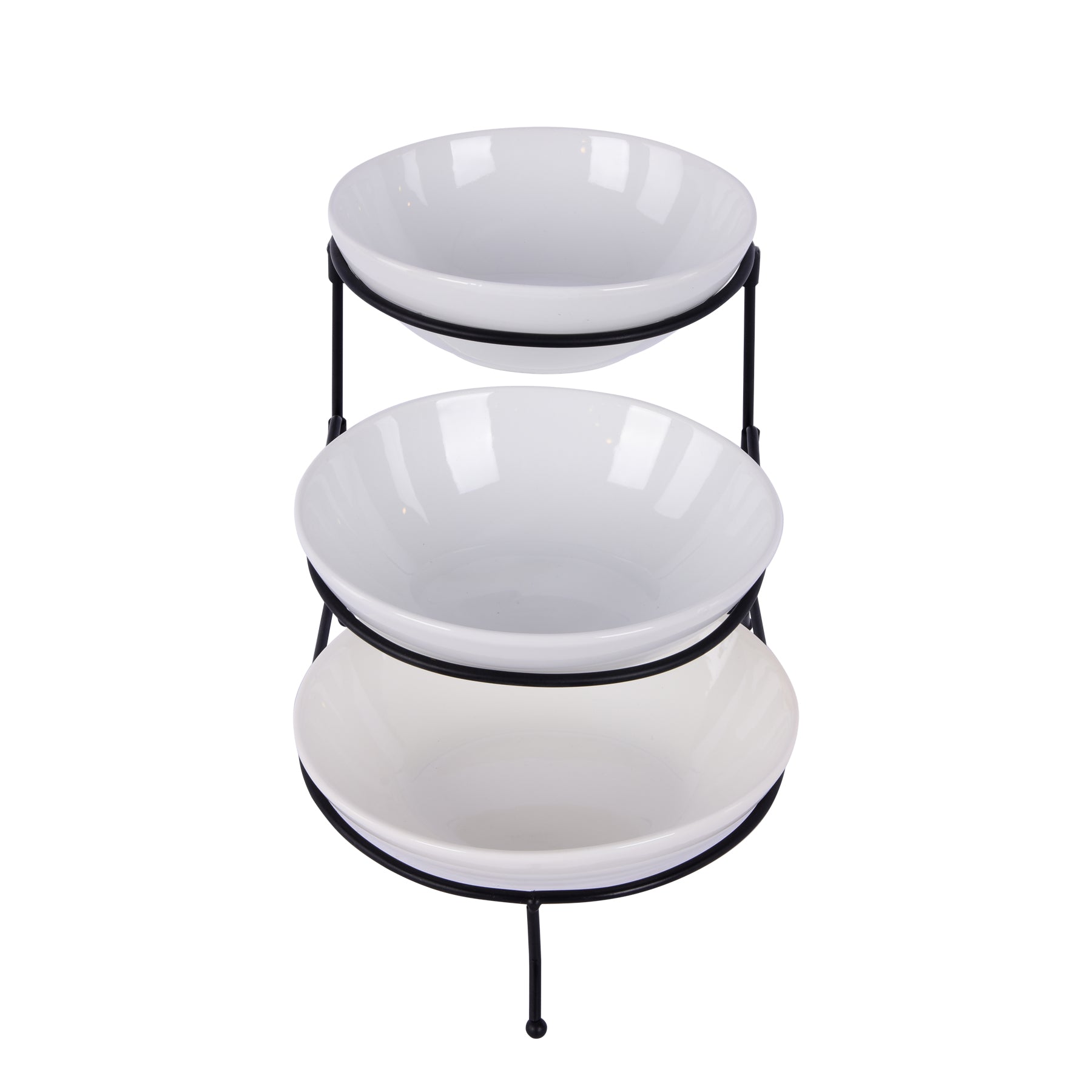 3 Pcs Bowls set with stand, White